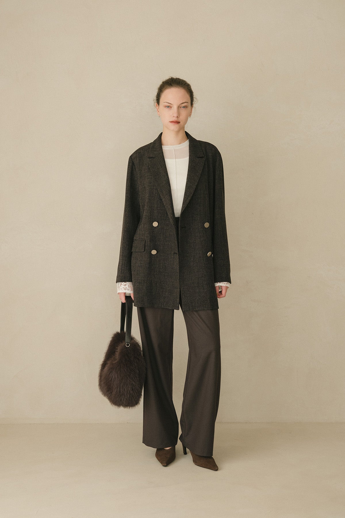 Teresa Cambi 3WAYフェイクファーバッグ（ショルダー付）