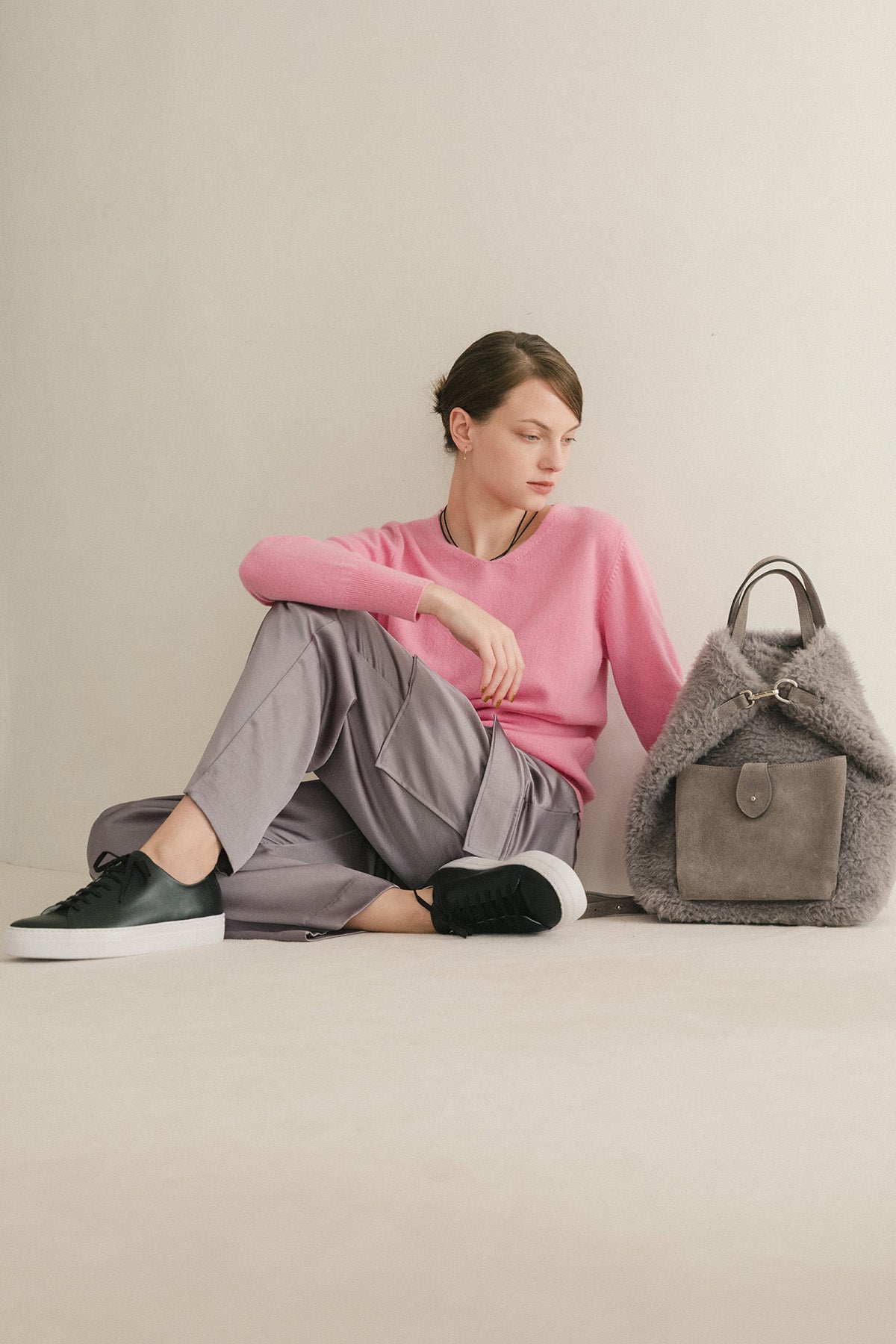 Caterina Bertini 2WAYボア×レザートートバッグ