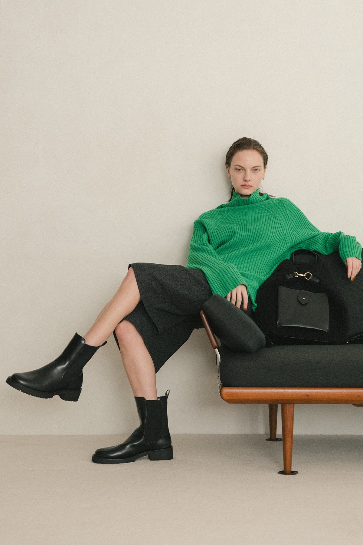 Caterina Bertini 2WAYボア×レザートートバッグ