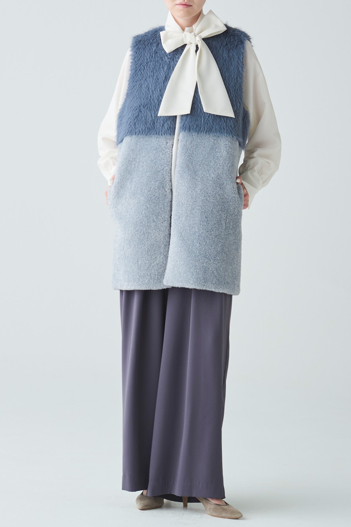 フェイクファー×ボアコンビネーションジレ