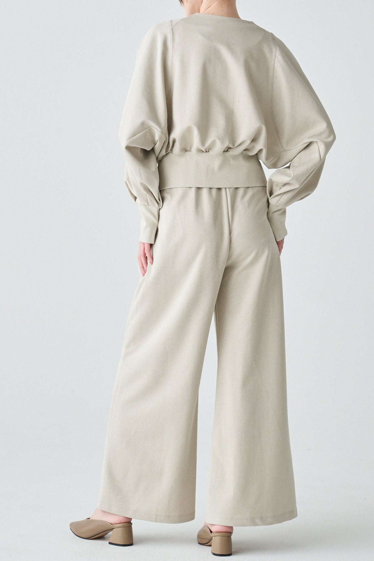 2WAYリブアクセントトップス＆センターシームワイドパンツセットアップ