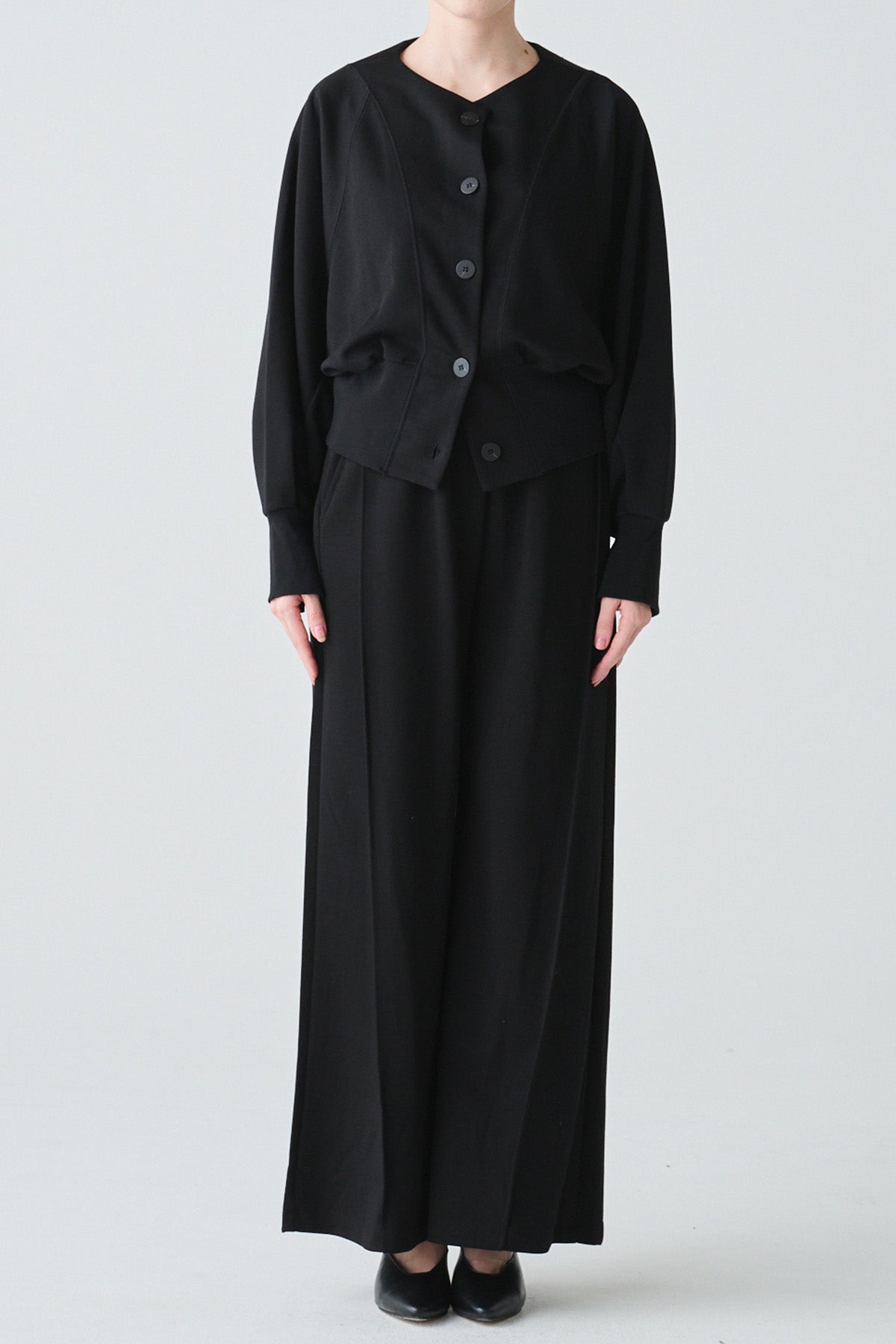 2WAYリブアクセントトップス＆センターシームワイドパンツセットアップ