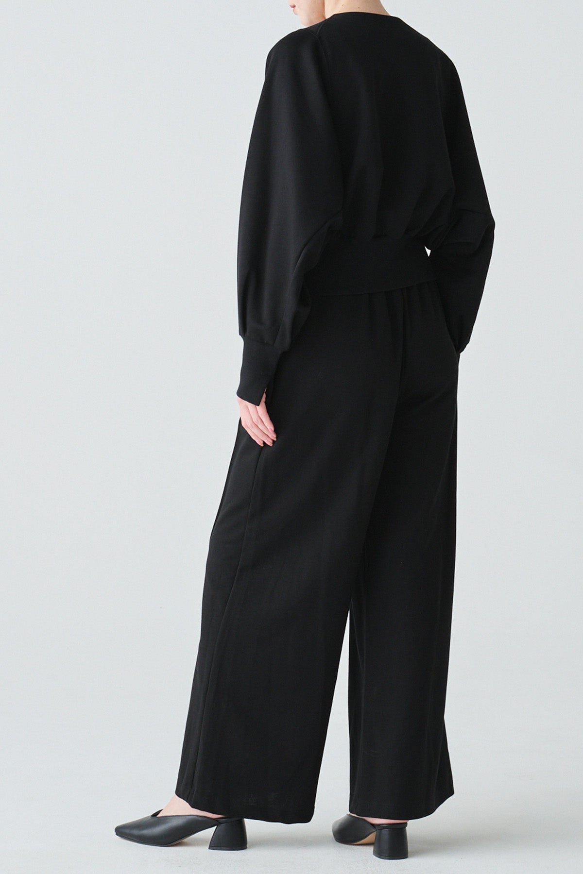 2WAYリブアクセントトップス＆センターシームワイドパンツセットアップ