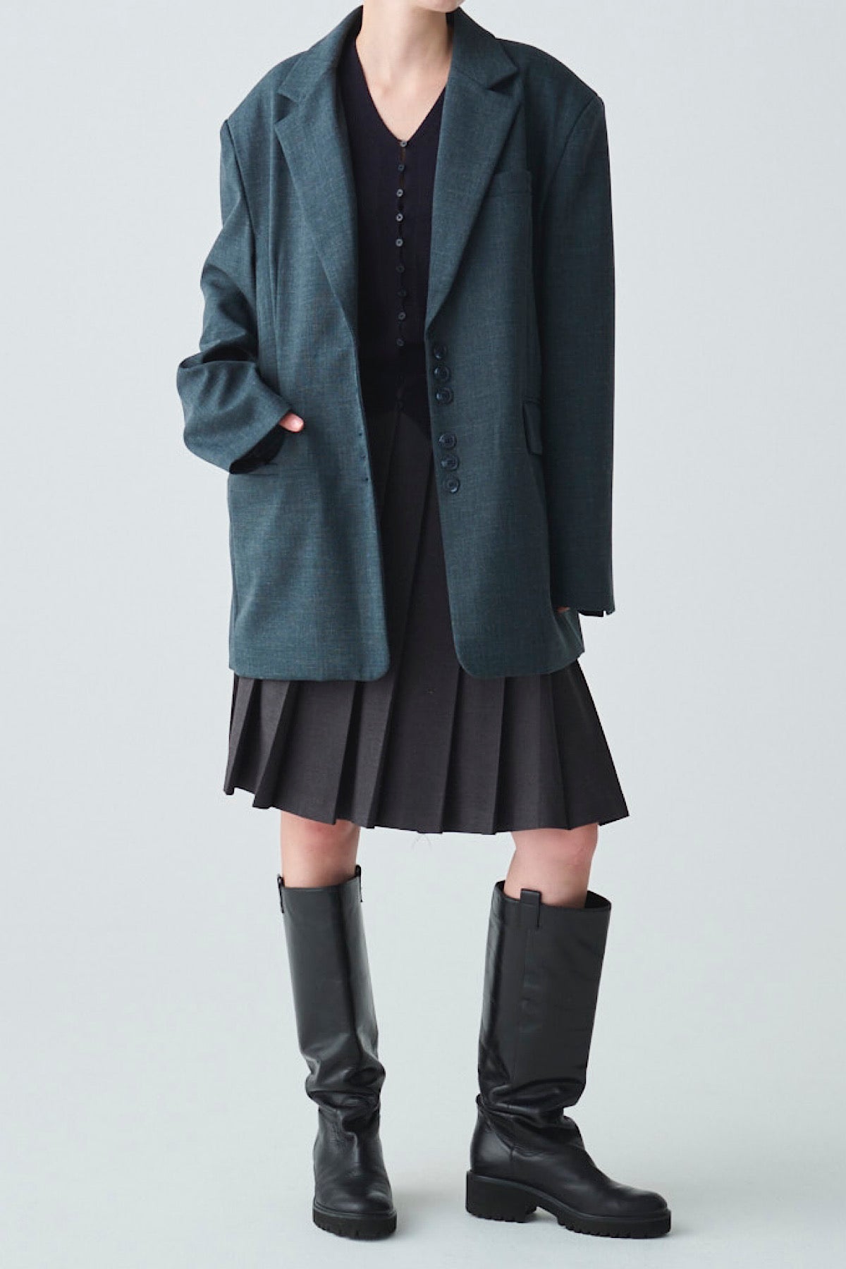 ishi ピークドアクセントプリーツスカート