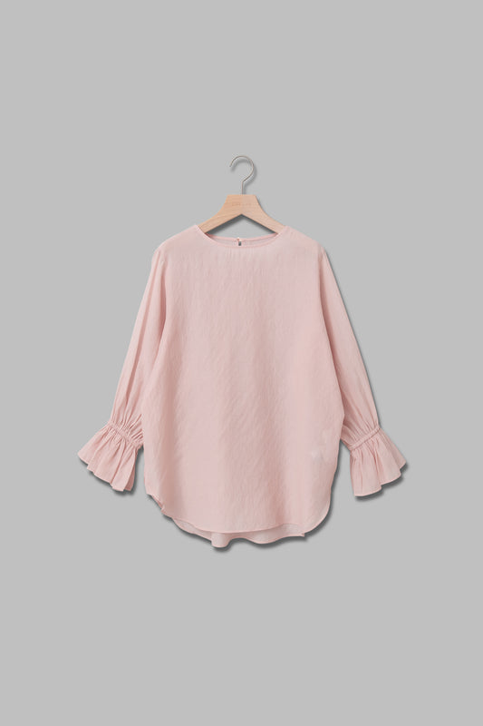 セミシアーギャザーフレアスリーブブラウス