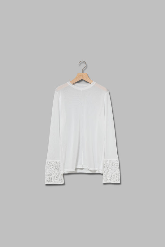 レースカフアクセントメッシュプルオーバー