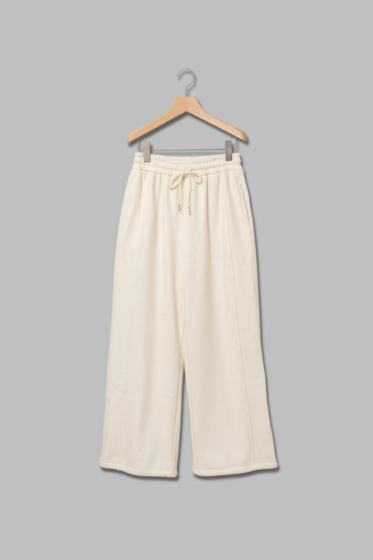 裏起毛裾ドロスト付ワイドパンツ