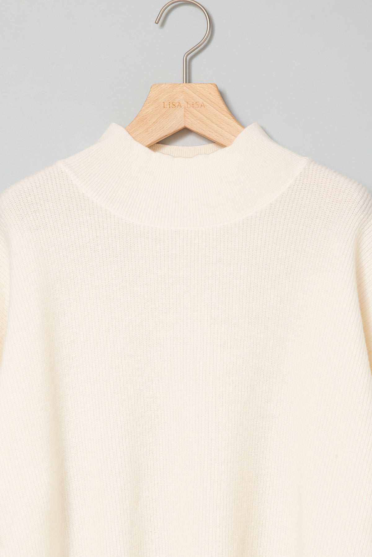 バイカラースリットデザインカシミヤ混ニット