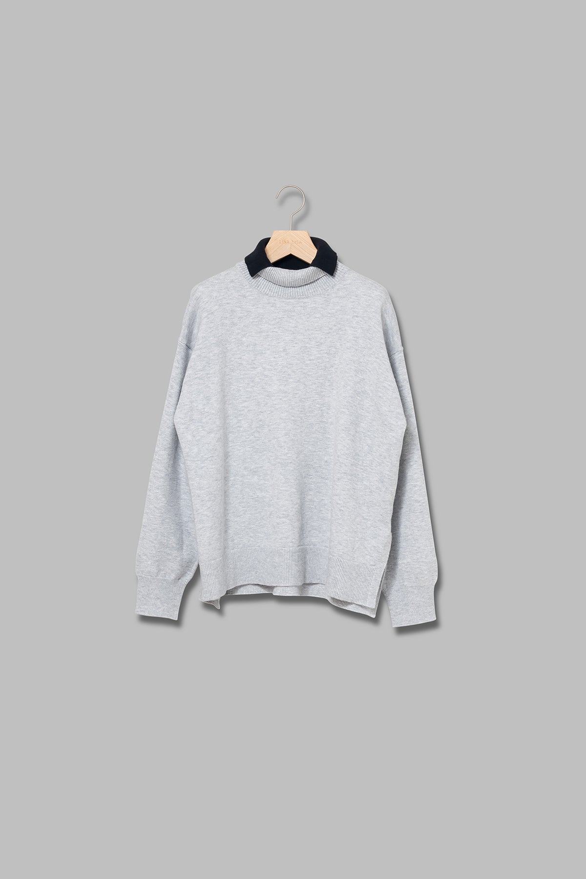 レイヤードカラーウール混ニット