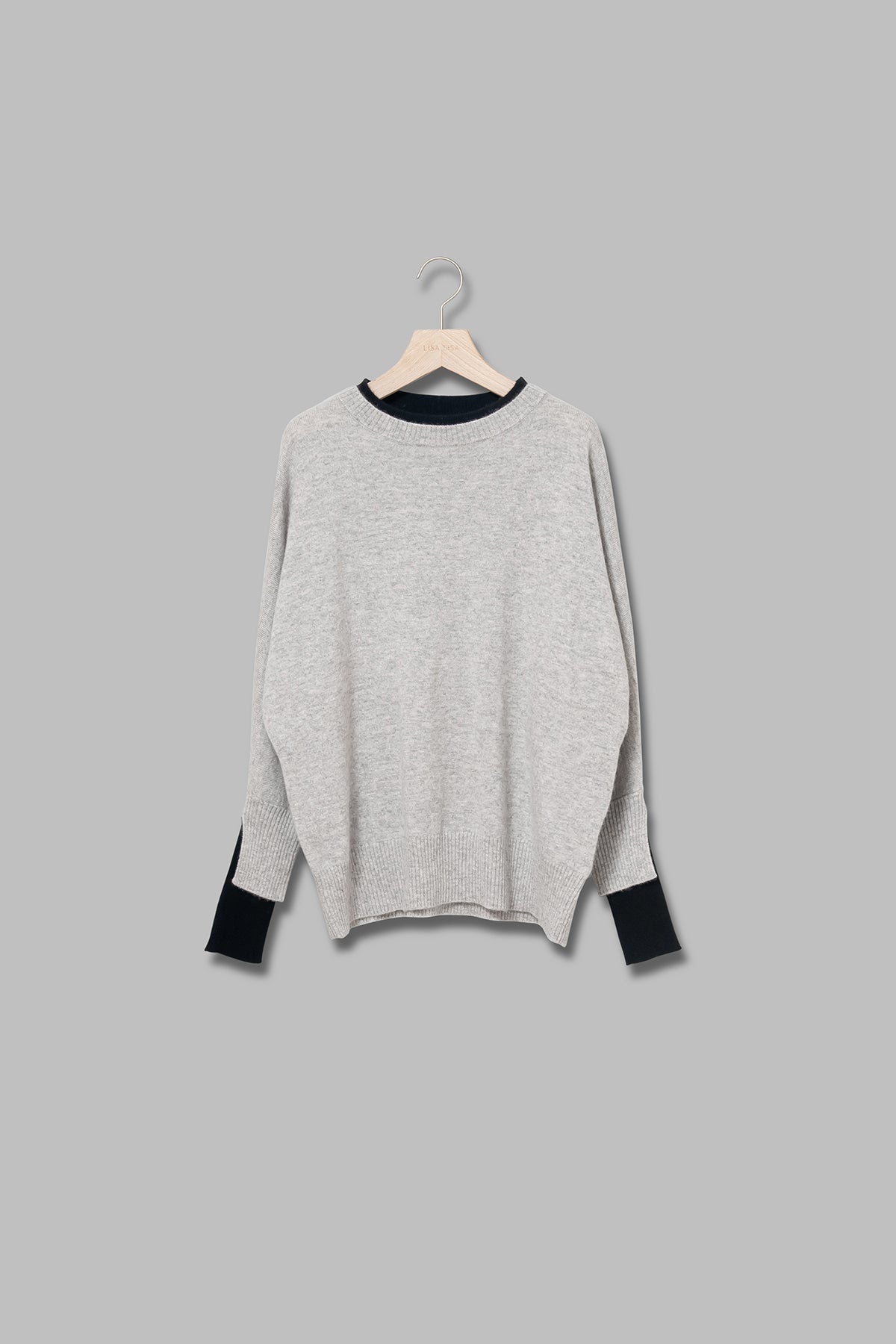 バイカラーレイヤードカフカシミヤニット