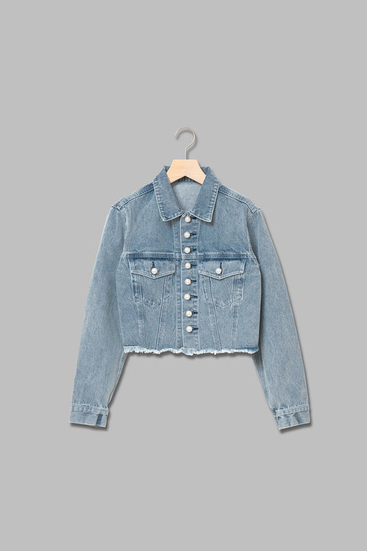 パールアクセントデニムブルゾン