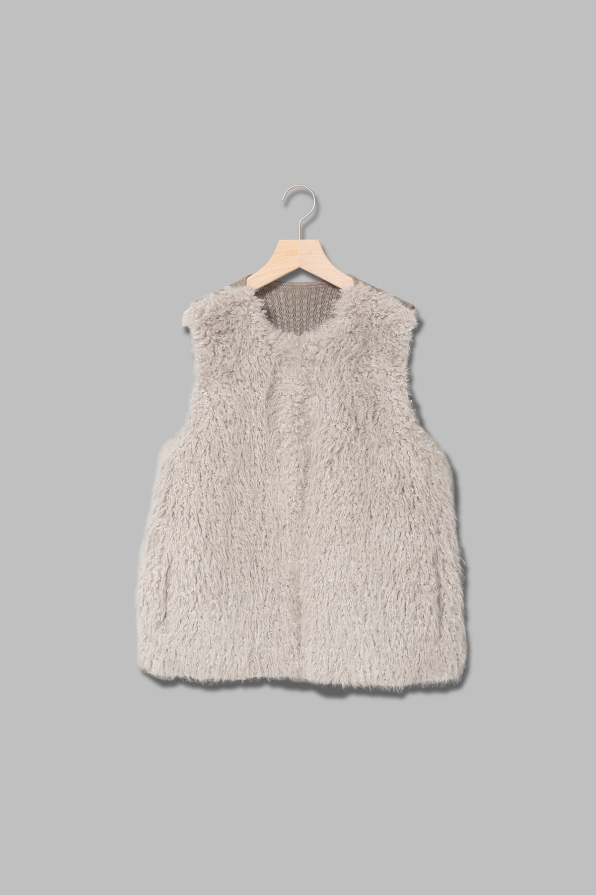 フェイクファーニット切替ジレ