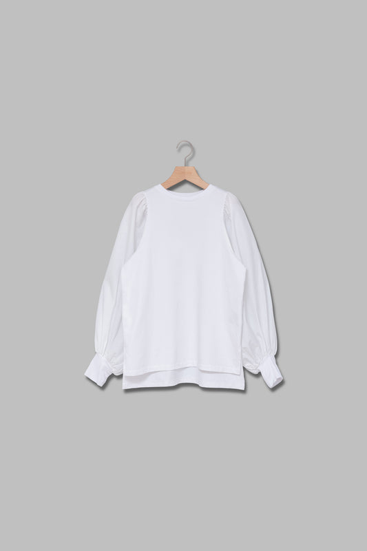 異素材パフスリーブカットソー