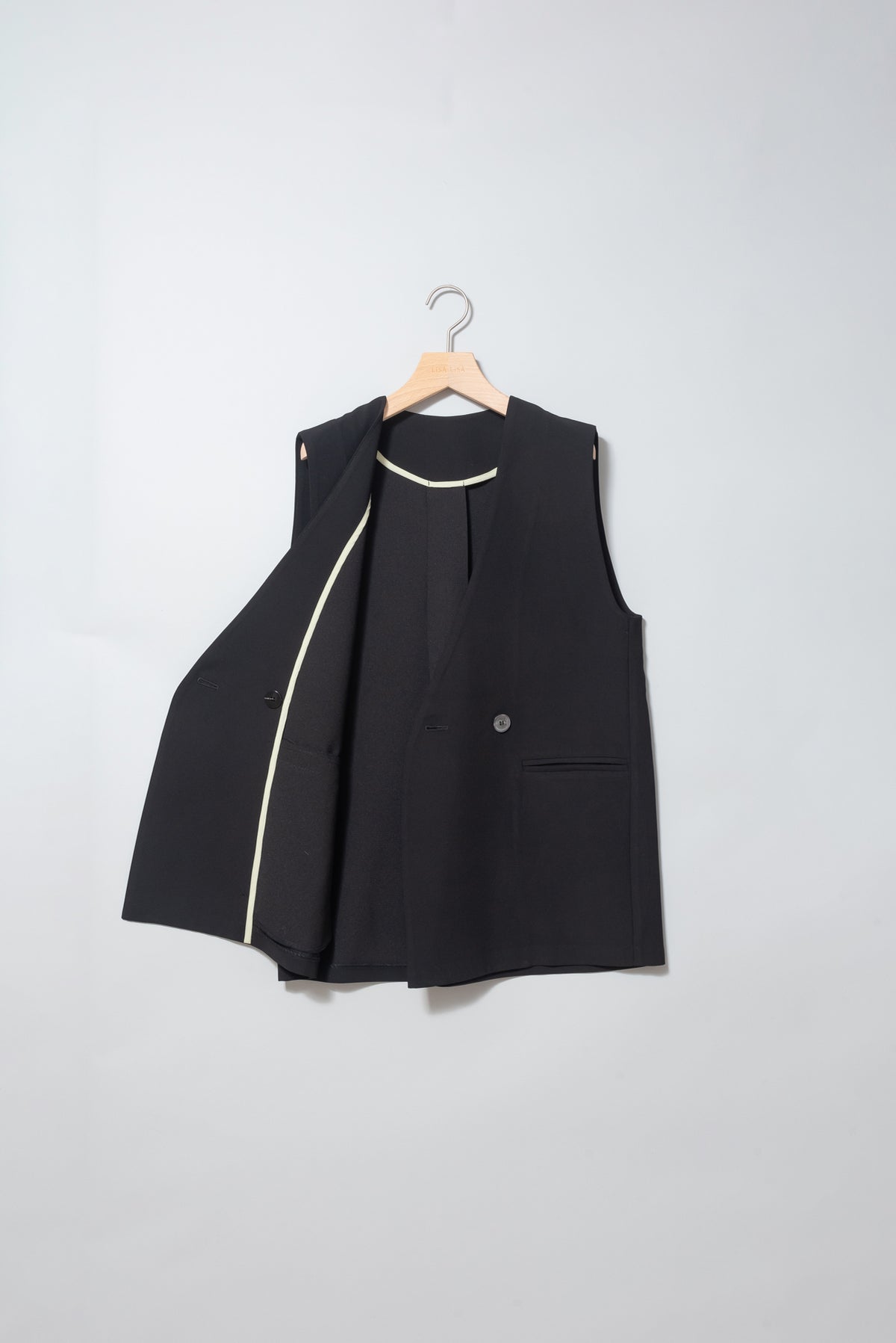 Vネックダブルブレストジレ